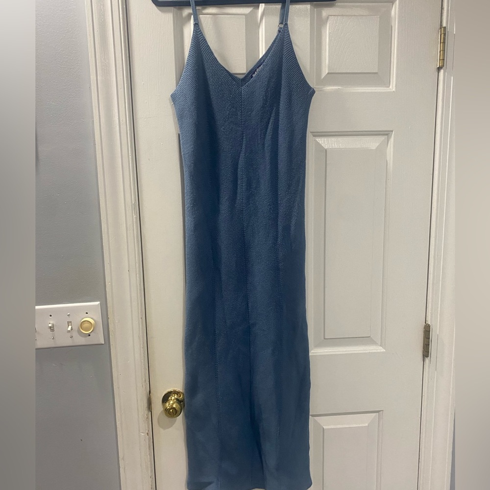 Blue sweater dress
